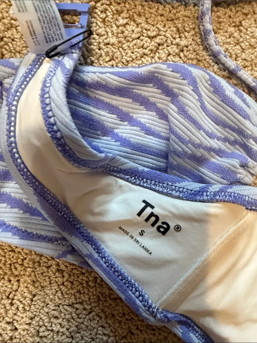 Aritzia Blue & White Wave-Print Tie Bikini